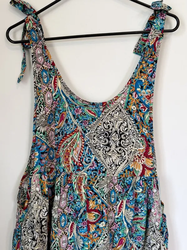 NWT Cupshe Paisley Scoop Neck Tie Shoulder Wide Leg Romper - Size: Large - Image 6