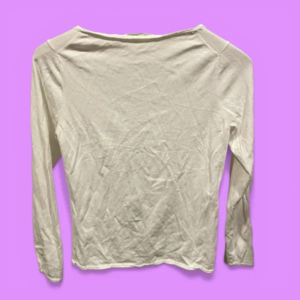 Vintage Y2K creamy white beaded trim Vertigo Paris stretchy cardigan sweater - Image 3