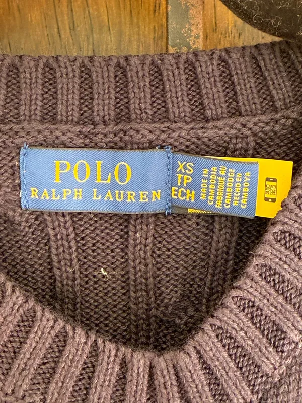 Polo by Ralph Lauren Navy Cable-Knit Short-Sleeve Sweater Size XS - Image 2