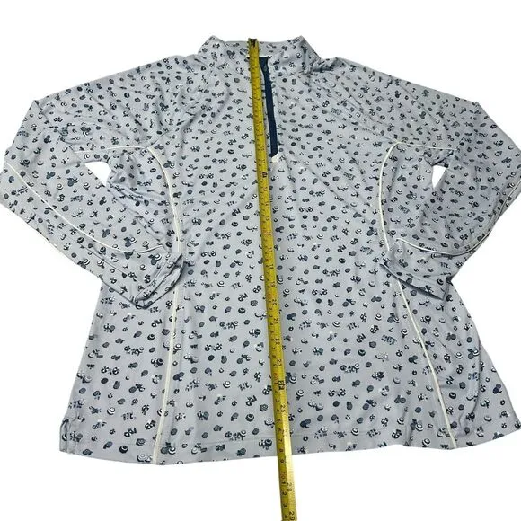 Peter Millar M 1/2 Zip Sun Shirt Light Blue Umbrella Print Golf Long Sleeve‎ - Image 7