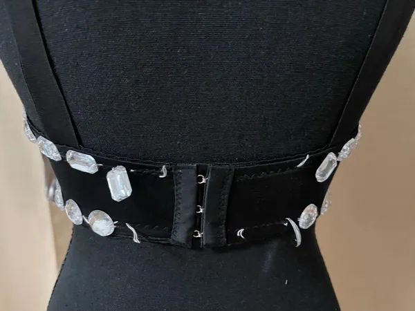 Embellished black crystal bra top Size XL - Image 3