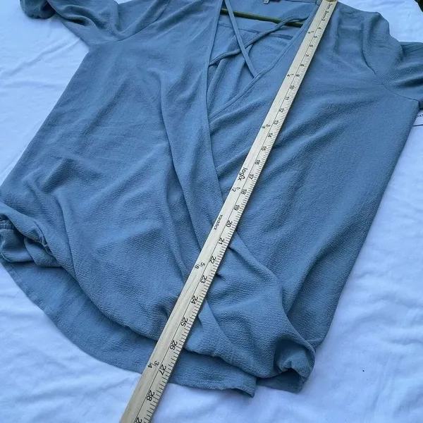 NWT JODIFL size L faux wrap deep V blouson bell sleeves top. - Image 6