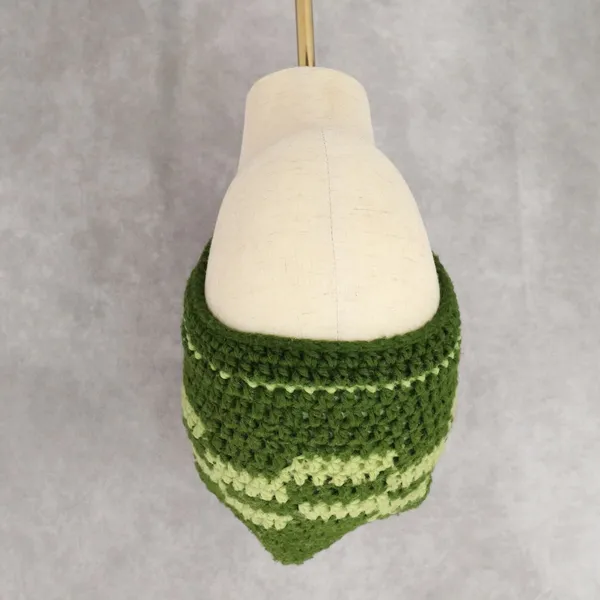 Green Cable Knit Y2K Vintage Hippy Cottage Boho Skater Bucket Beanie Cap‎ Hat - Image 2