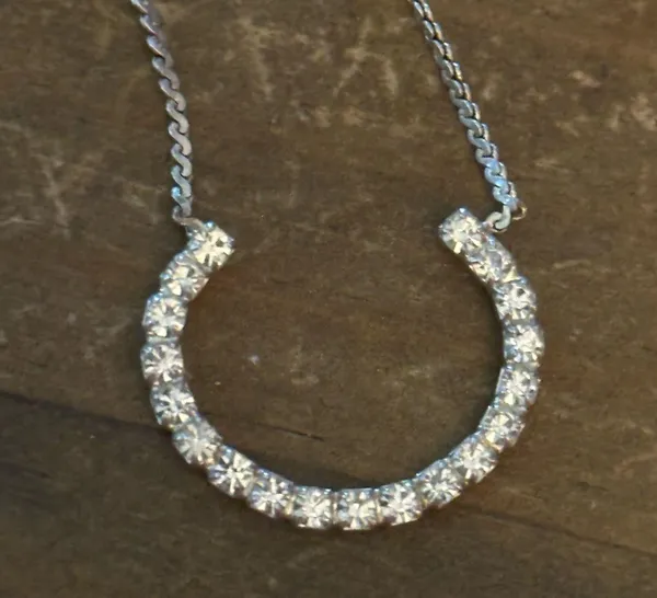 Silver tone rhinestone horseshoe necklace - Image 3