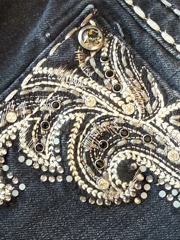 MISS ME Black Embellished Denim Cutoff Style Shorts Size 25 - Image 8