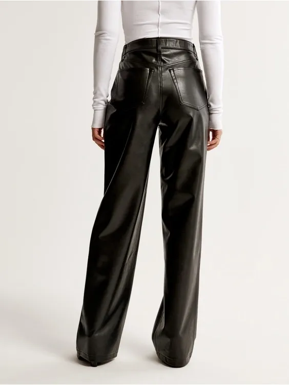Abercrombie & Fitch Vegan Leather High Rise Loose Pant in Black Size 28 / 6 NWT - Image 5