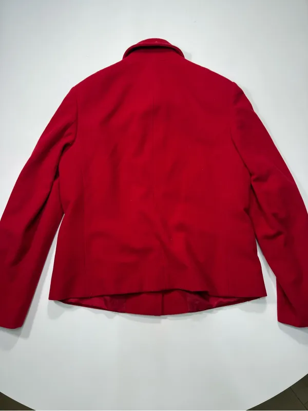 Casual Corner Wool Blend Women's Vibrant Red Button Jacket Size L - Image 9
