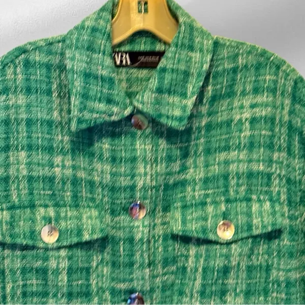 Zara Green Jacket with Raw Hems‎ - Image 2