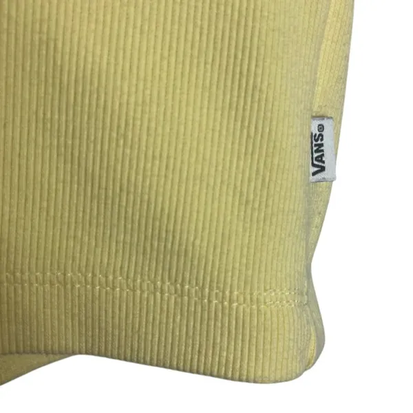 Vans Women's XS Cassie Polo Pale Yellow Casual V-neck Ribbed Skater Casual‎ - Image 2