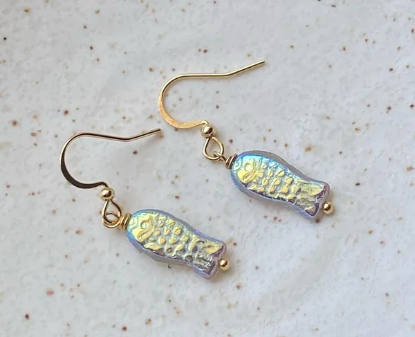 Handmade quality Czech glass beads fish unique dangle earrings⭐️🐟💕 - Image 6