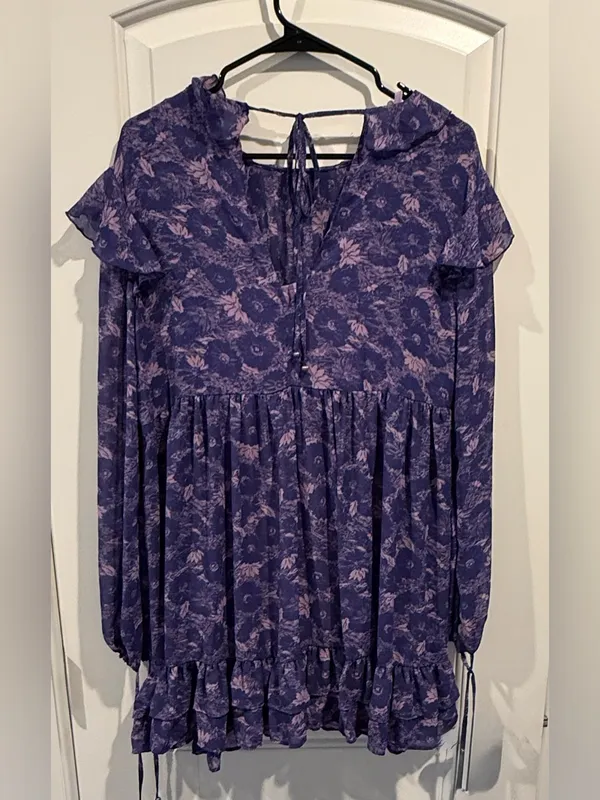 Free People Purple These Dreams Mini Dress - Image 3