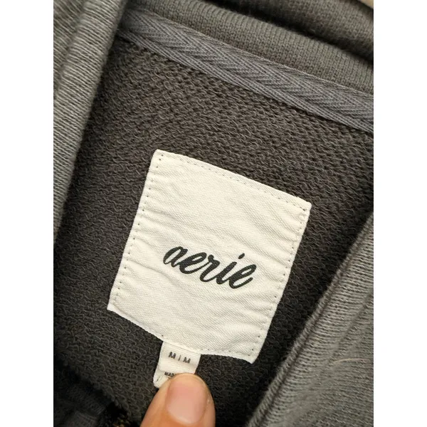 Aerie Chillax Quarter Zip Sweatshirt Charcoal Gray Pullover M - Image 4