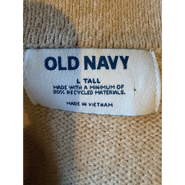 Old Navy Striped Cotton Polo Sweater Women Large Tall Tan Striped Preppy Knit‎ - Image 8