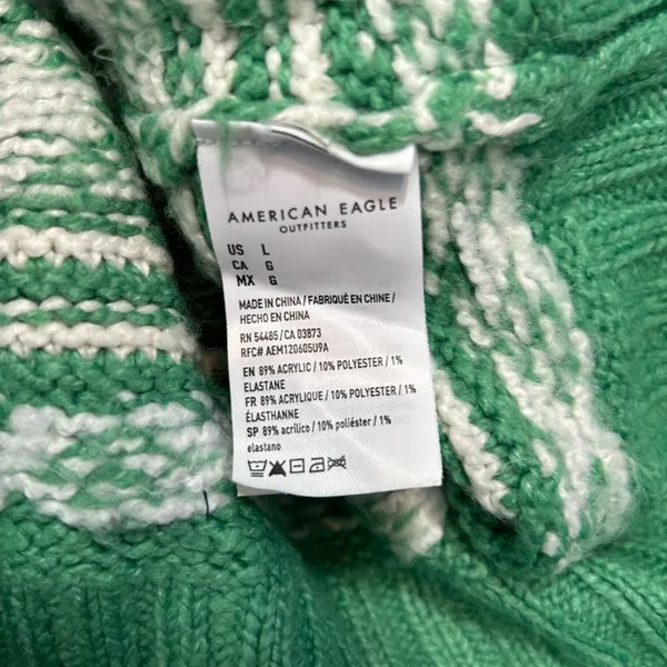 American Eagle Snowdrift Fair Isle Sweater | Green & White | Large - Image 12