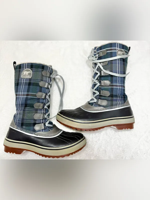 Sorel Tivoli High Plaid Lace-Up Waterproof Winter Boots Size 7.5 - Image 8