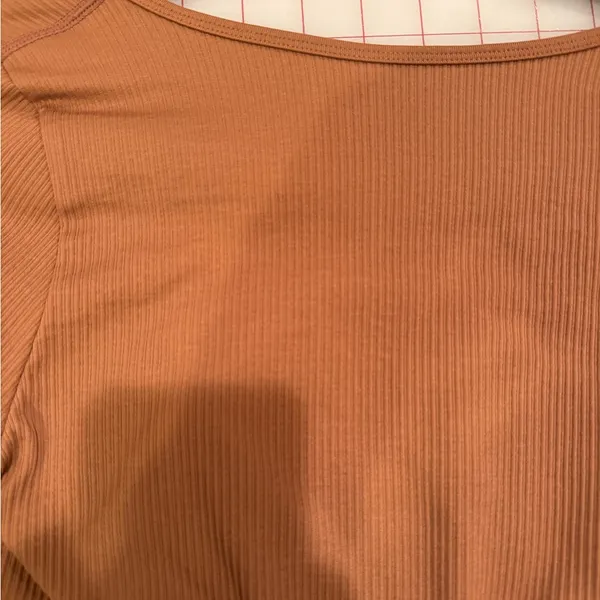 Brown Cropped Long Sleeve Top Size M - Image 2