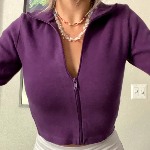 Brandy Melville Purple Zip Up - Image 2