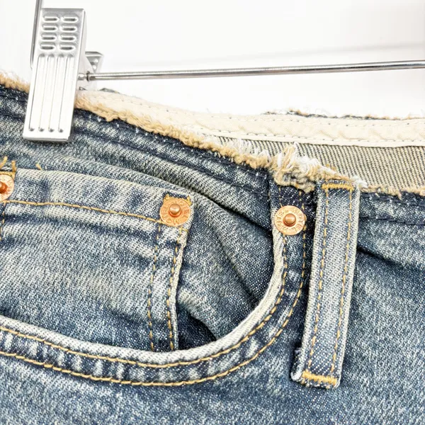 Motel Denim Womens Blue Distressed Raw Waist Low Rise Y2K Flare Jeans Size 31/S - Image 3