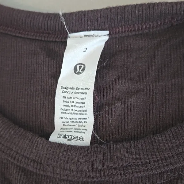 Lululemon Athletica Ribbed Dark Brown Long Sleeve Top Size 2 - Image 5