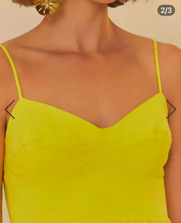 NWD Farm Rio Linen Blend Yellow Sleeveless Midi Dress Size M - Image 2