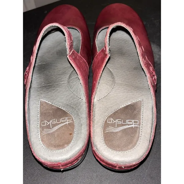 Dansko Ox Blood Red Leather Mary Jane Clogs Sz.9 Discontinued 2011 - Image 10