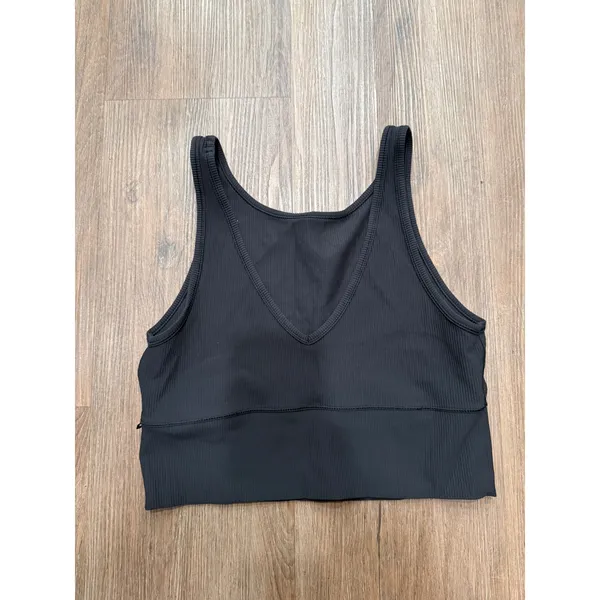 Lululemon Ebb to Street Ribbed Tank Top Black V-Back Activewear Crop - Image 2