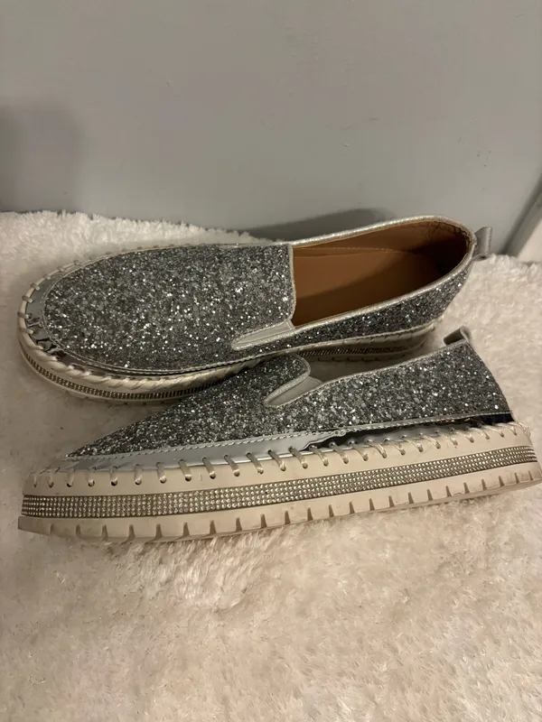 Bling Slip on Party shoes silver Sz. 10 - Image 6