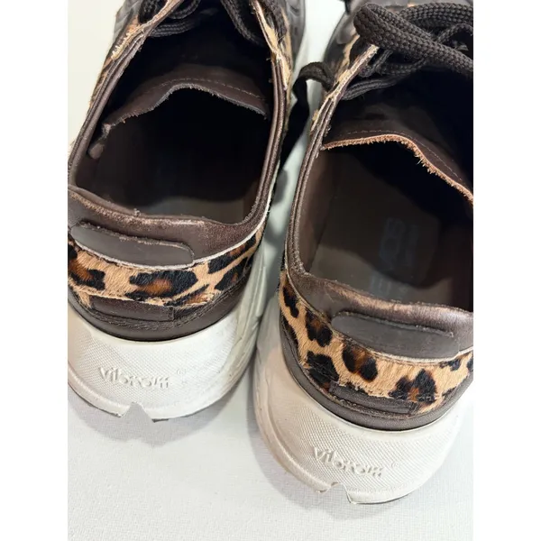 BOEMOS Leather Leopard Sneakers Vibram Sole‎ Made in Italy Womens 37 Pony Hair - Image 16