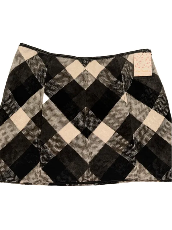 Free People Twiggy Herringbone Plaid Mini Skirt Size 8 NWT - Image 2