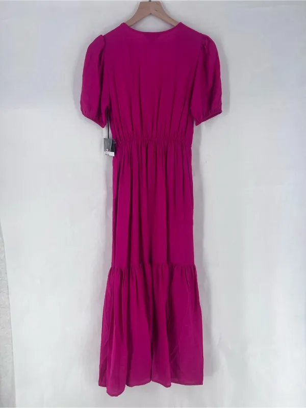 Simply Vera Vera Wang Semi Satin‎ Pink V-Neck Puff Sleeve Maxi Dress Size XS NWT - Image 10