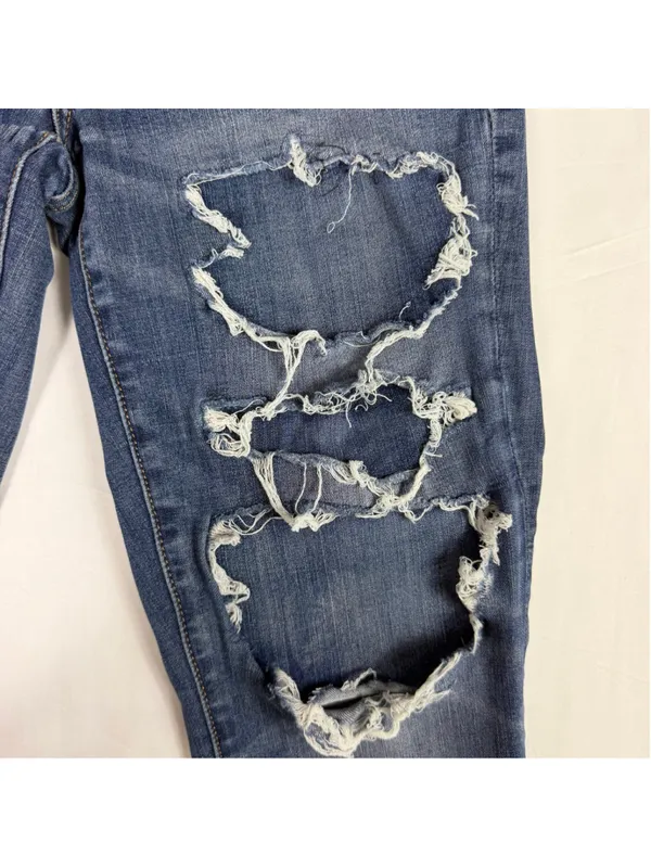 American Eagle Hi Rise Next Level Stretch Jegging Size 8 Reworked Distressed - Image 5
