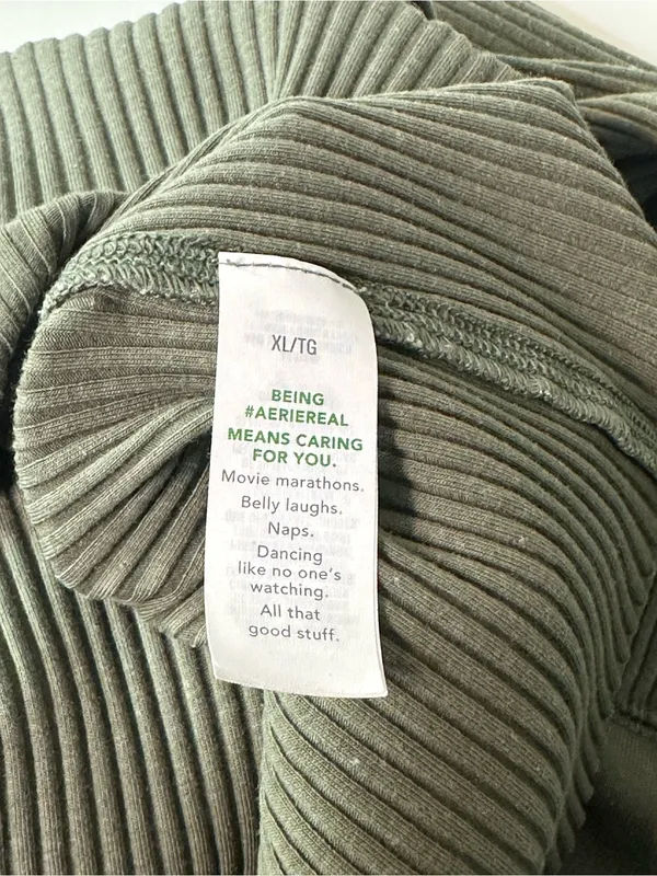 Aerie Essential Henley Layering Long Sleeve Ribbed Cotton Blend T-Shirt Size XL - Image 9