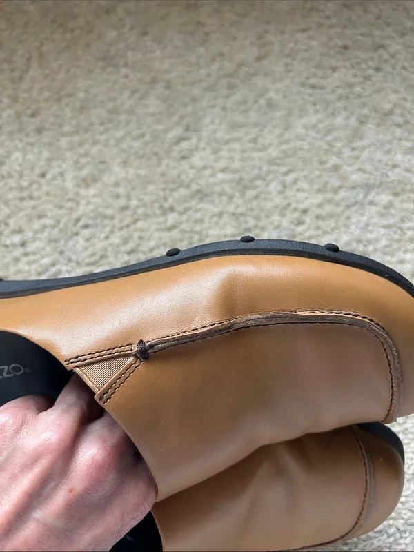 Pazzo Vtg retro tan leather slide mules 7.5 women’s shoes artsy funky - Image 11