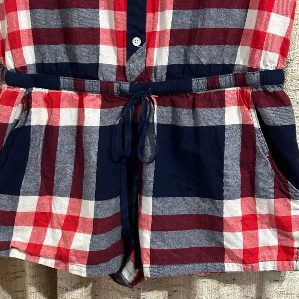 Aerie Flannel Long Sleeve Plaid Pajama Romper - Image 3