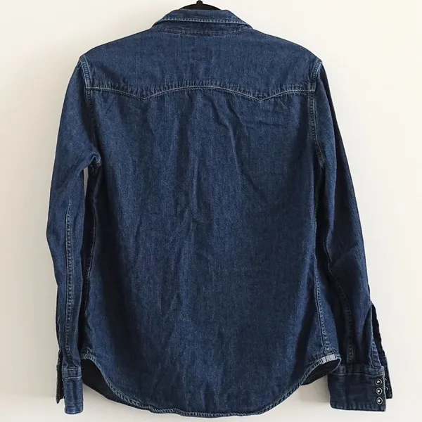 Levi's Western Dark-Wash Denim Slim Fit Snap Button Down Top Size S - Image 3