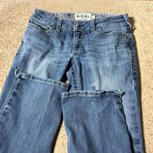 Ariat REAL Straight Icon Jeans Womens 29R Blue Rainstorm Western Denim Mid Rise - Image 7