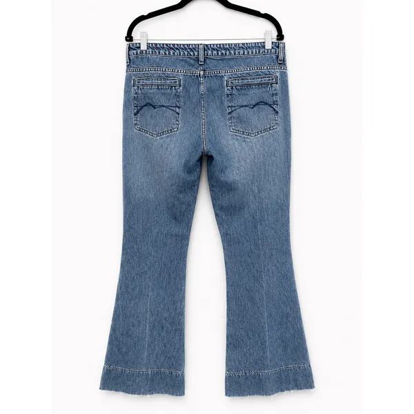American Eagle Wide Leg Jeans Size 12 Blue Vintage Y2K 2003 Boho Skater Tall‎ - Image 2