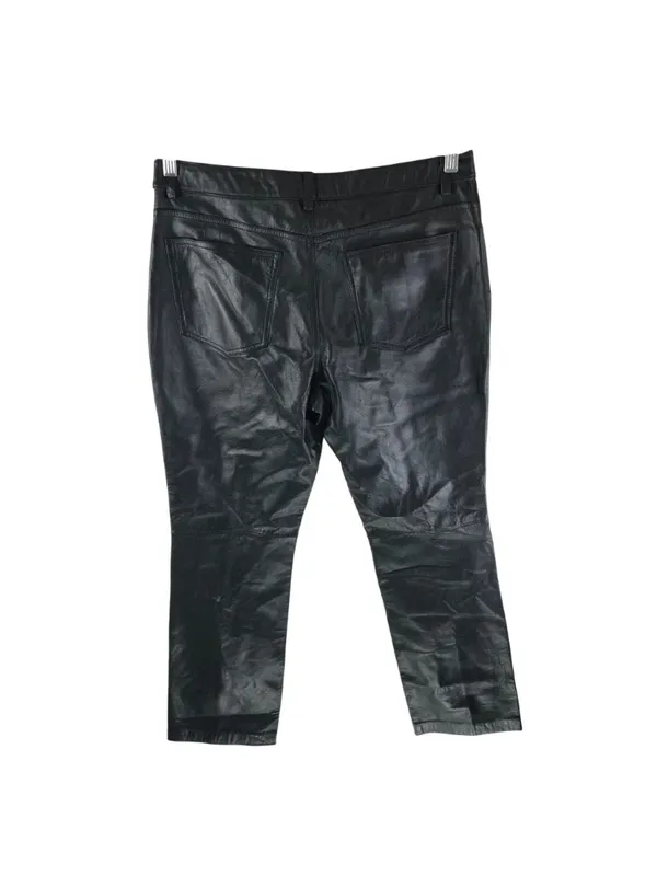 Brandon Thomas Womens Leather Pants Straight Leg Black 14 - Image 3