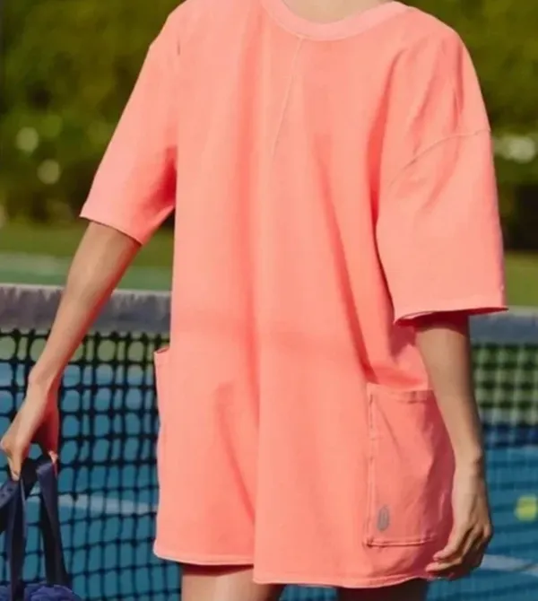 Free People Movement Hot Shot Tee Romper in Neon Coral sz S NWT $60R - Image 3