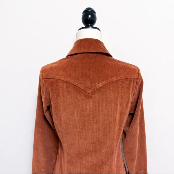 Faherty Harvest Brown Burnt Orange Corduroy Button Up Malone Shirt Dress XS New - Image 6