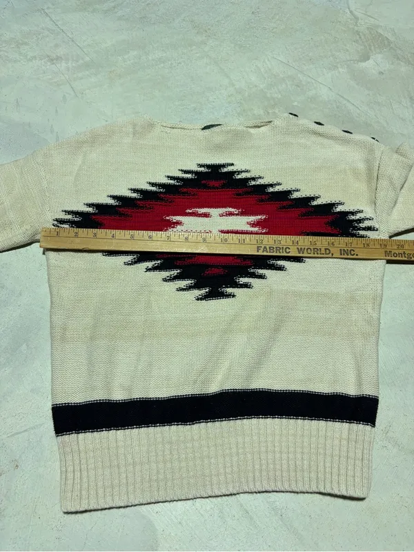 Ralph Lauren jeans co Cream Aztec Pattern Knit Sweater medium - Image 7