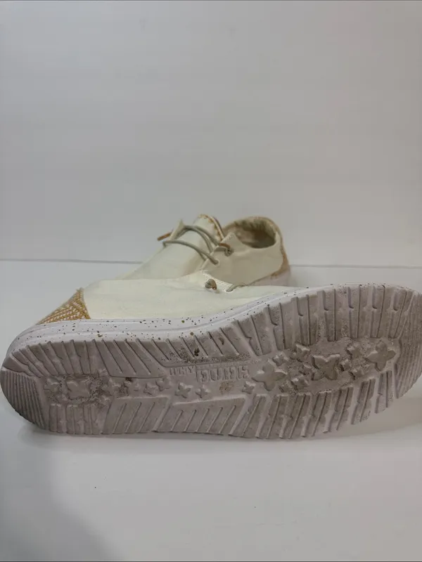 Hey Dude Women's Cream Slip-On Sneakers with Tan Heel Accent - Image 6