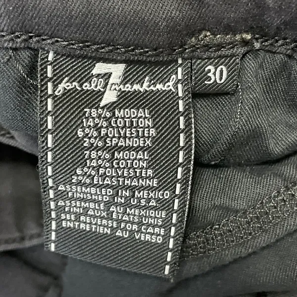 7 For All Mankind Women's Black High Waisted Straight Leg Denim Jeans Size 30 - Image 5