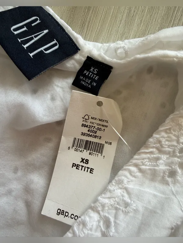 GAP Eyelet Drop-Waist Maxi Dress White XS Petite NWT - Image 9
