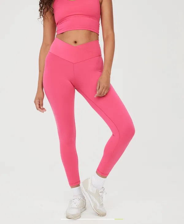 OFFLINE By Aerie Solar Pink Real Me High Waisted Crossover Legging Size XS Short - Image 9