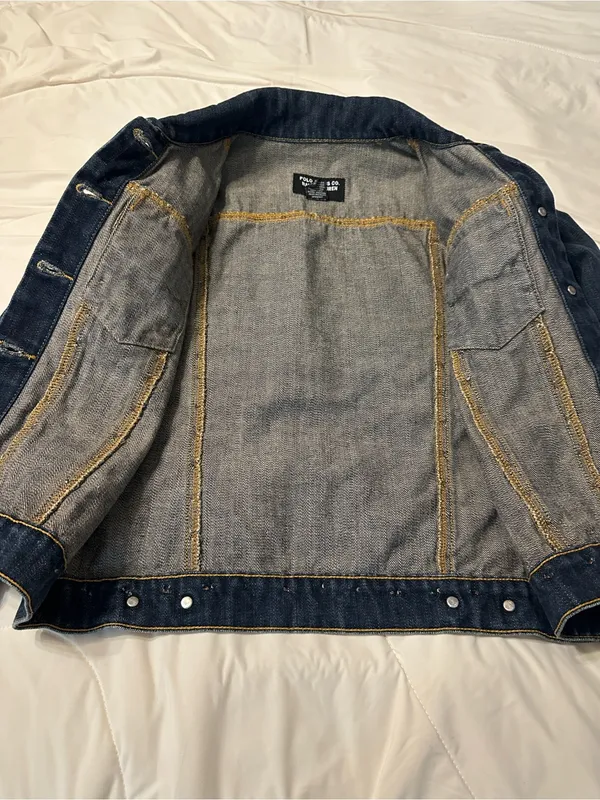 Polo Jeans Co. by Ralph Lauren Dark Blue Vintage Studded Denim Jacket - Size M - Image 7