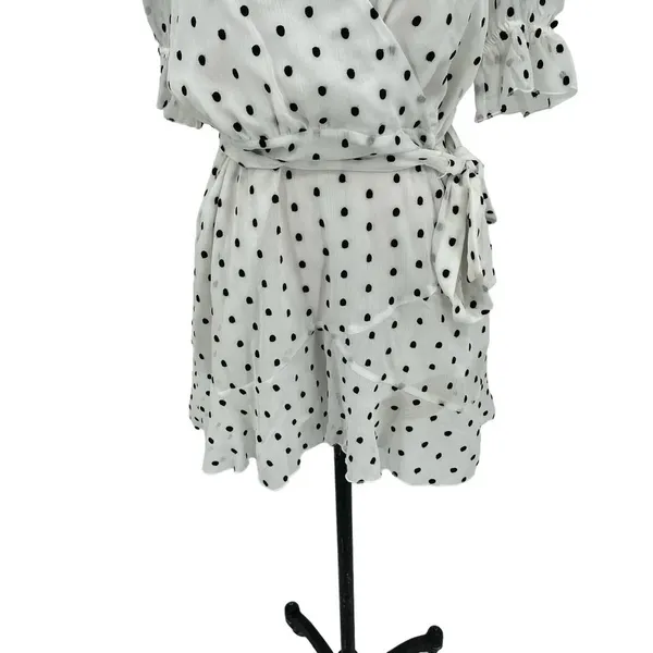 La Maison Talulah Something‎ About You Mini Dress in White Black Polka Dot Print - Image 5