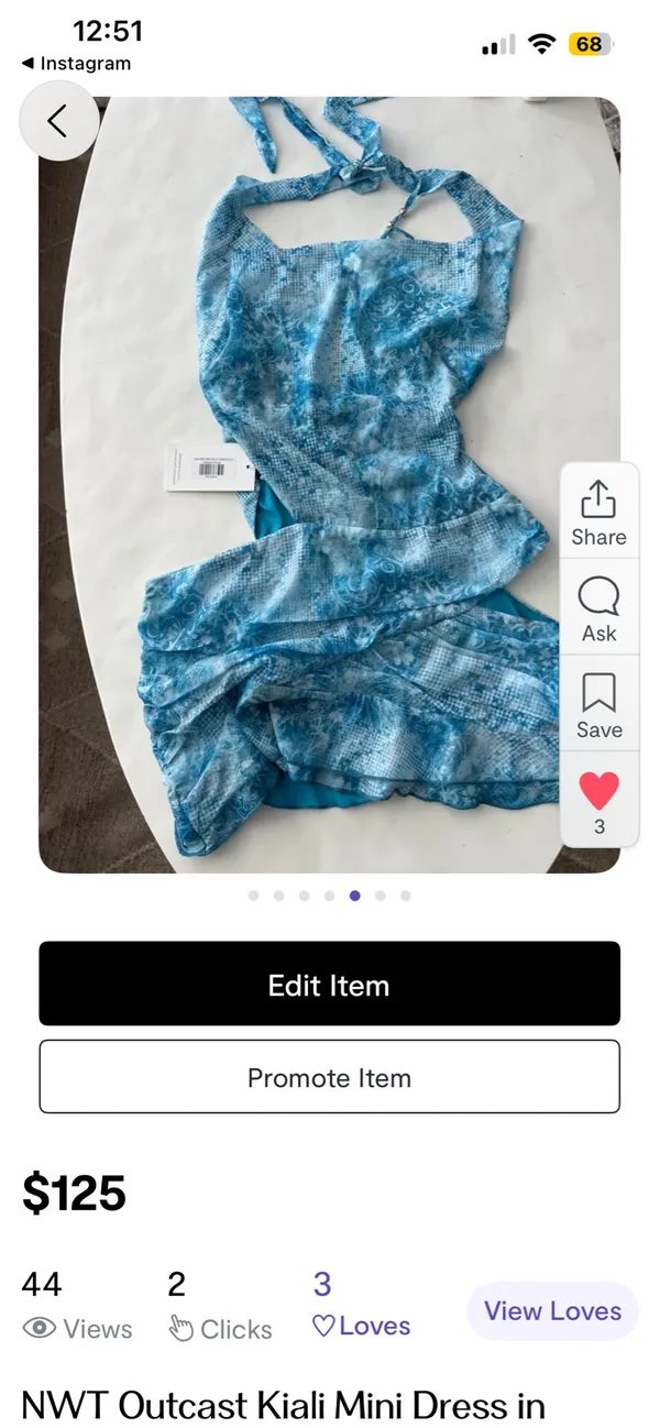 Generation Outcast NWT Kiali Mini Dress in Topaz Blue Medium - Image 3