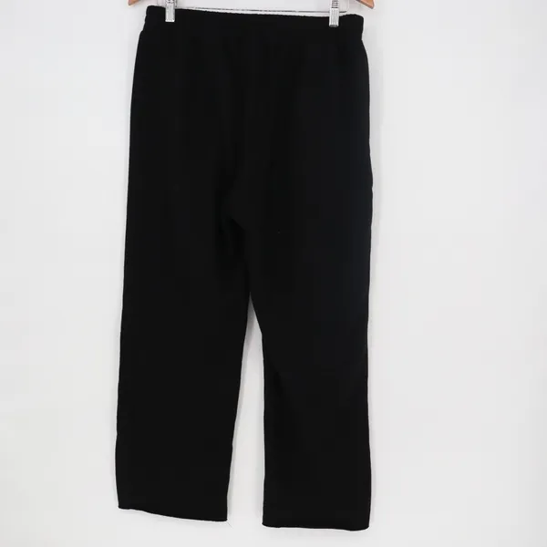 Sweatpants Womens Large Black Pleated Slash Pockets Elastic Waist Straight Leg - Image 3