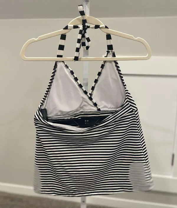 Mossimo Vintage Y2K Halter Black and White Stripe Tankini Top - Image 3